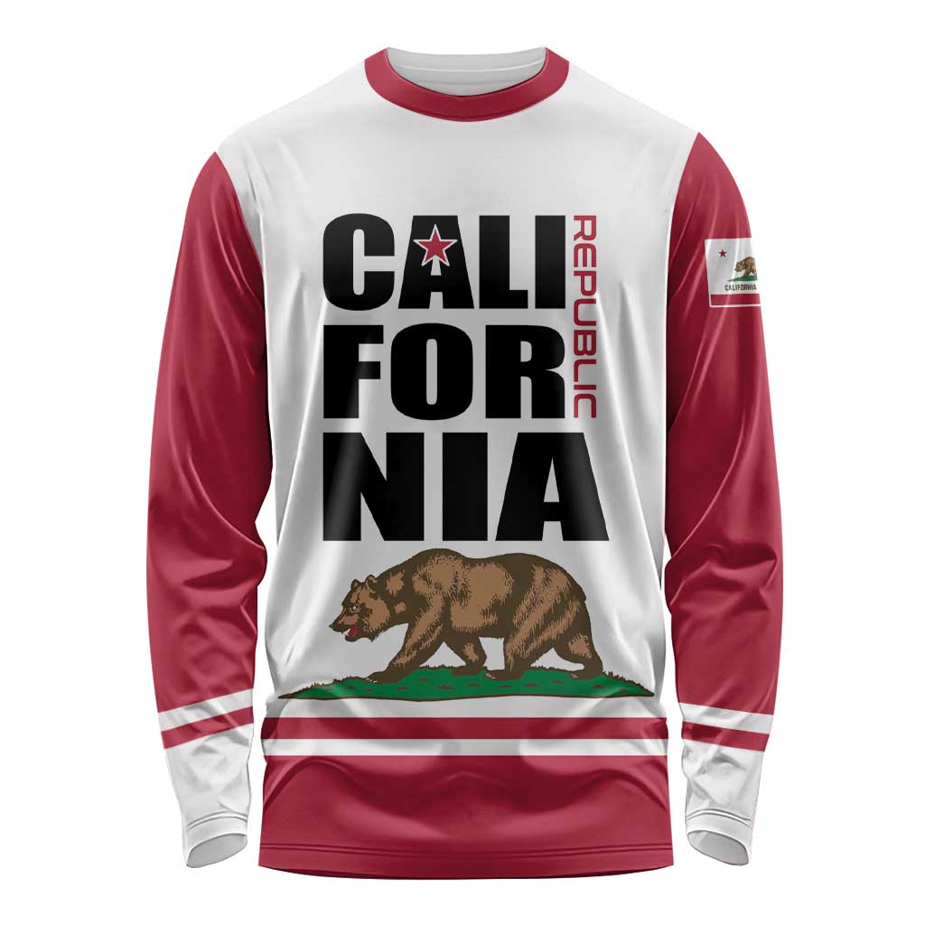 Personalized California Republic Long Sleeve Shirt Red Star The Bear Flag