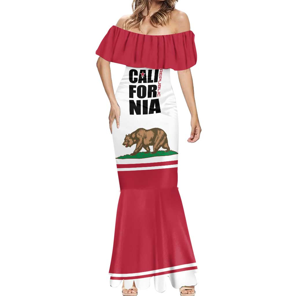 Personalized California Republic Mermaid Dress Red Star The Bear Flag