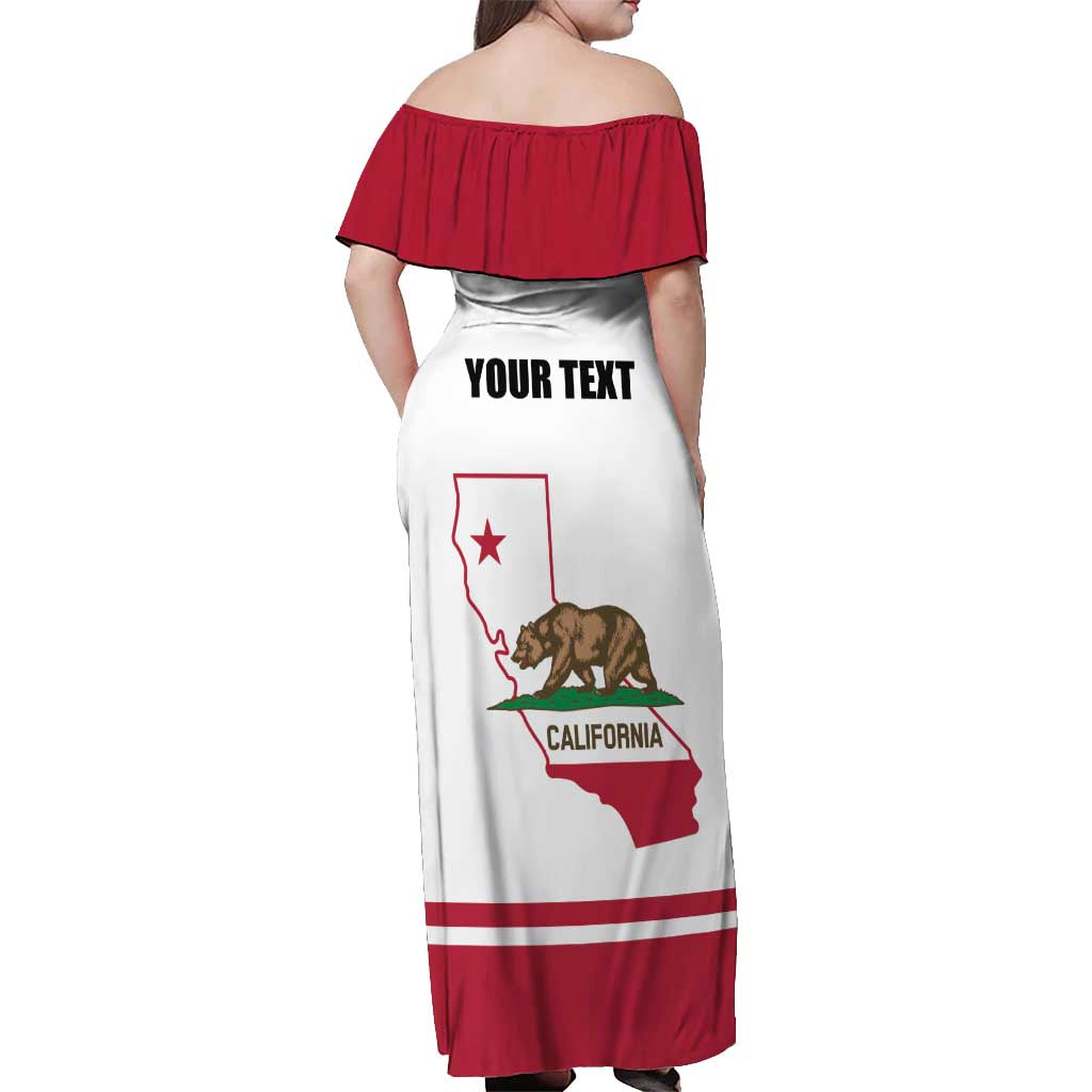 Personalized California Republic Off Shoulder Maxi Dress Red Star The Bear Flag