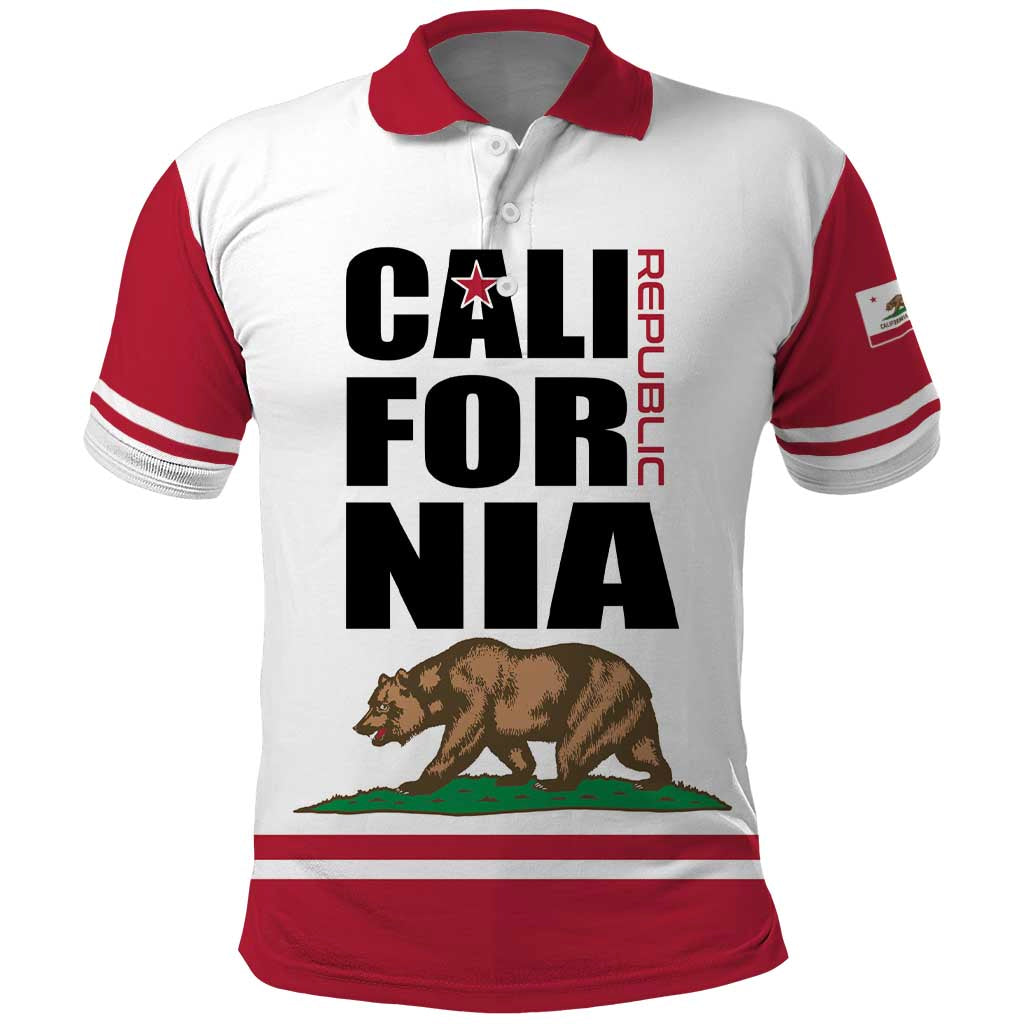 Personalized California Republic Polo Shirt Red Star The Bear Flag