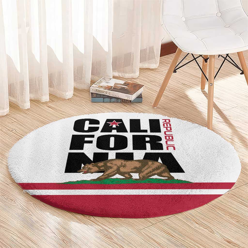 California Republic Round Carpet Red Star The Bear Flag