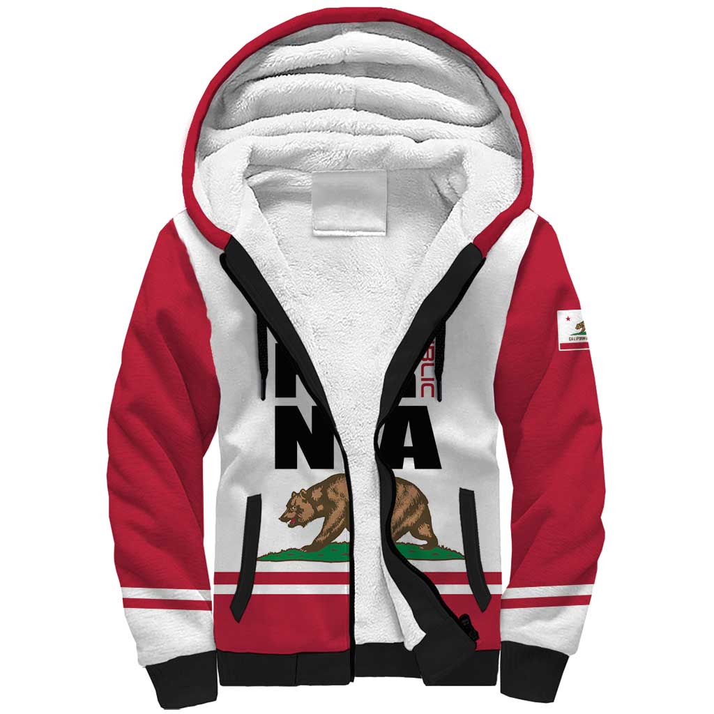 Personalized California Republic Sherpa Hoodie Red Star The Bear Flag