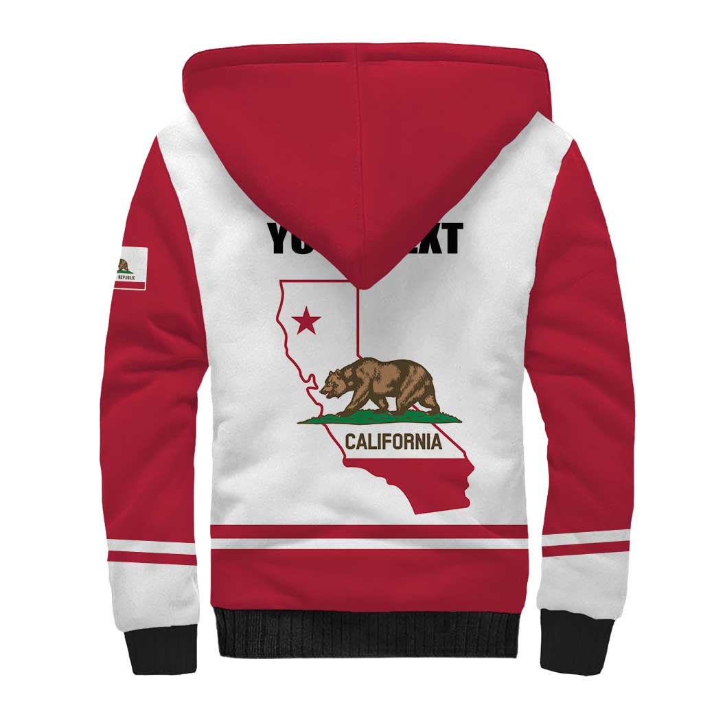 Personalized California Republic Sherpa Hoodie Red Star The Bear Flag