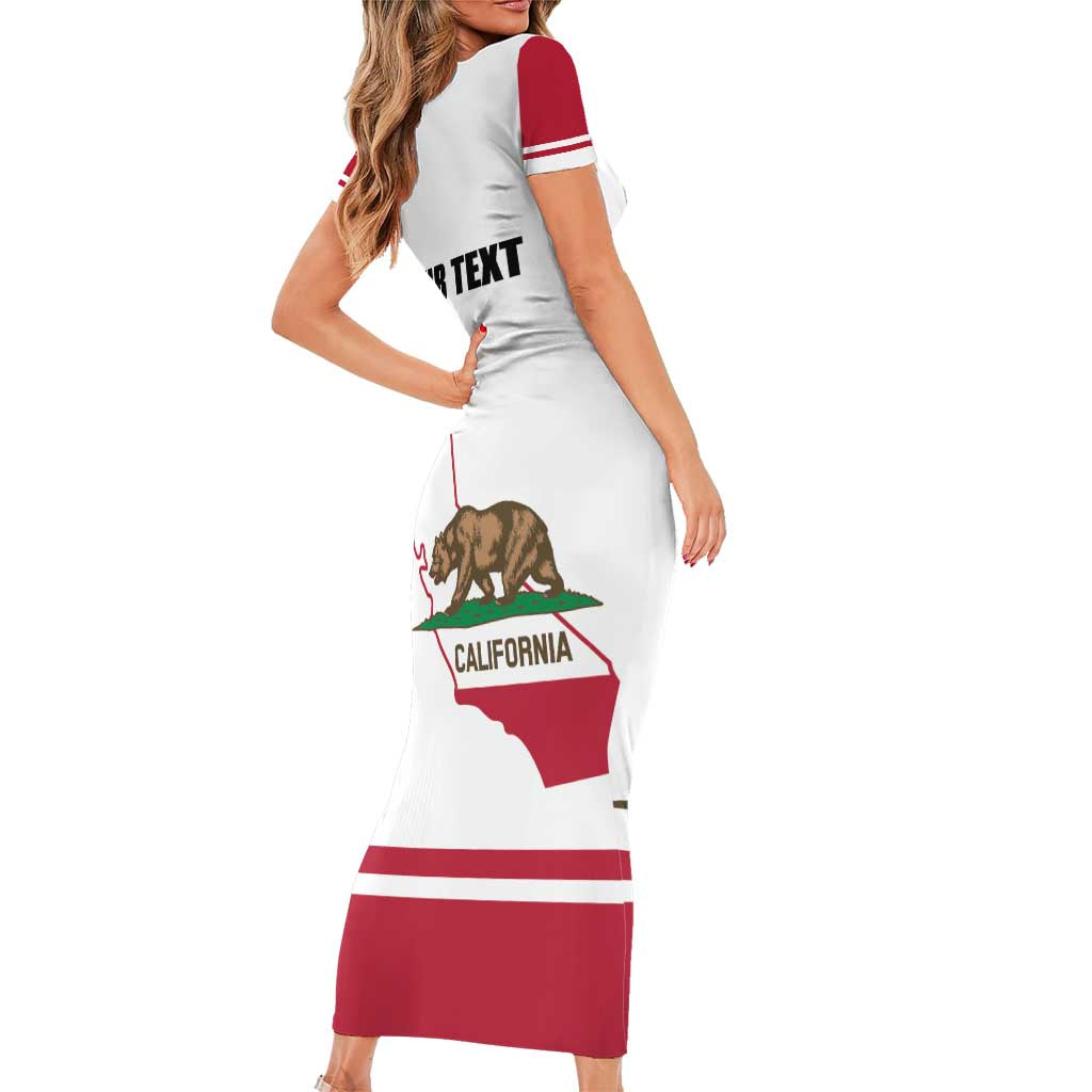 Personalized California Republic Short Sleeve Bodycon Dress Red Star The Bear Flag