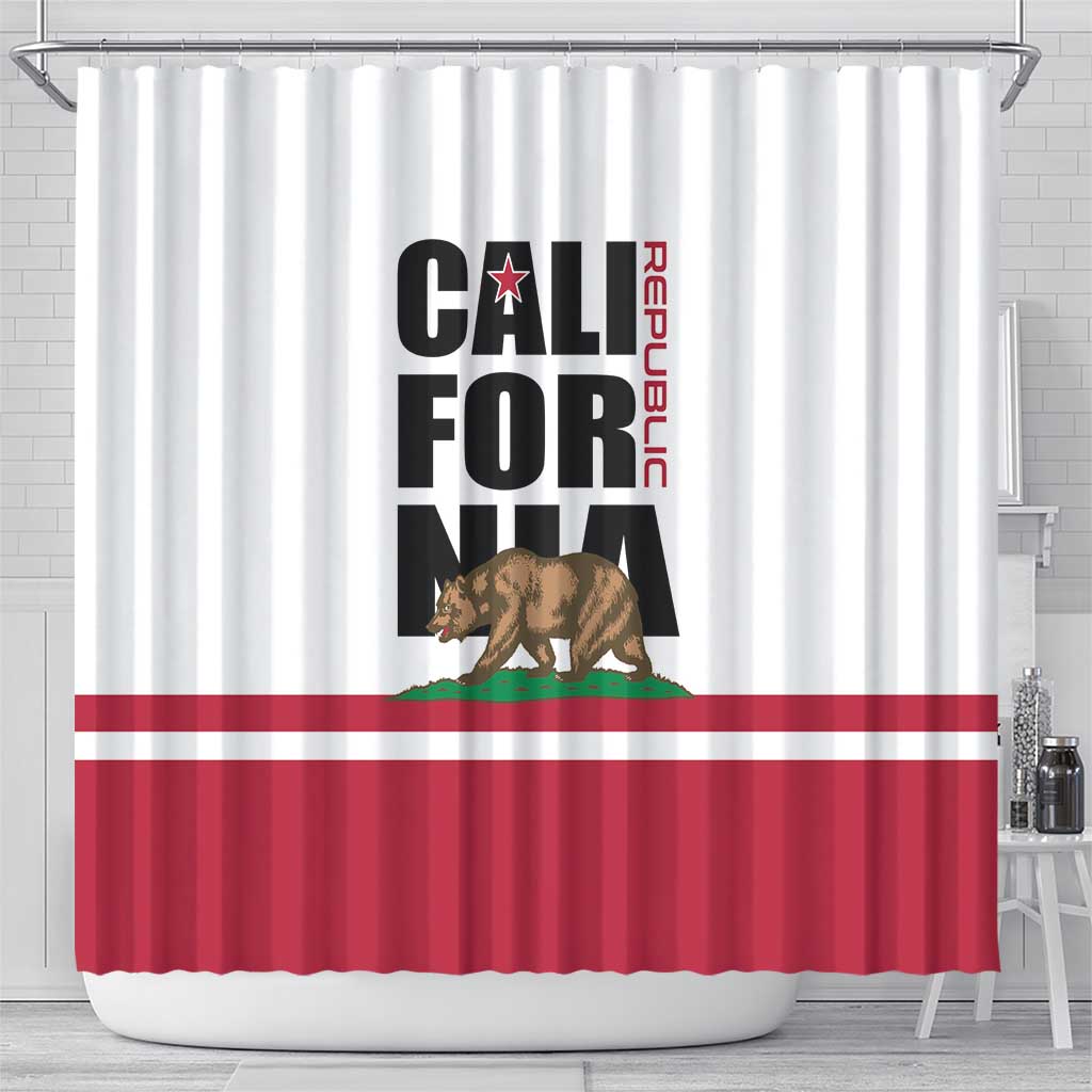 California Republic Shower Curtain Red Star The Bear Flag