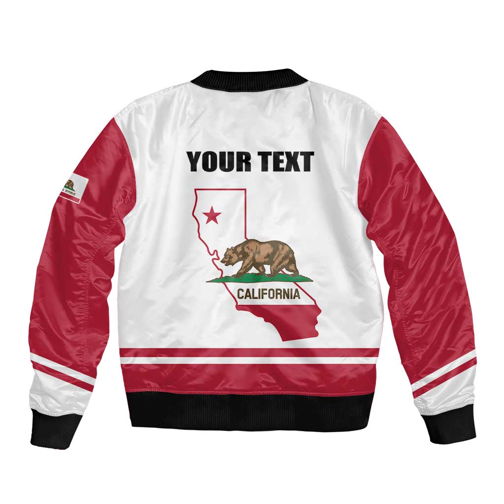 Personalized California Republic Sleeve Zip Bomber Jacket Red Star The Bear Flag