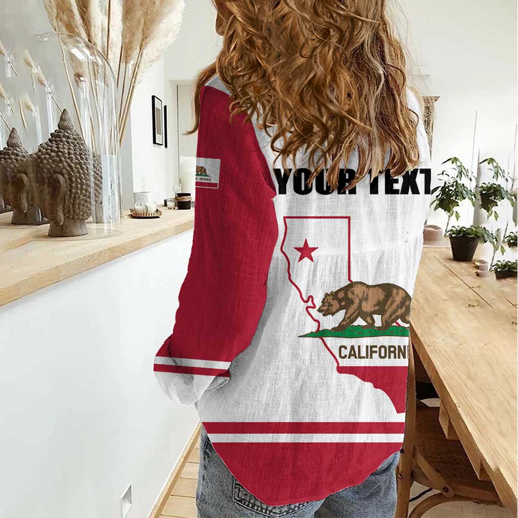 Personalized California Republic Women Casual Shirt Red Star The Bear Flag
