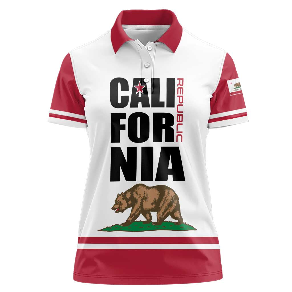 Personalized California Republic Women Polo Shirt Red Star The Bear Flag