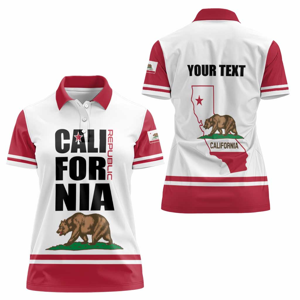 Personalized California Republic Women Polo Shirt Red Star The Bear Flag