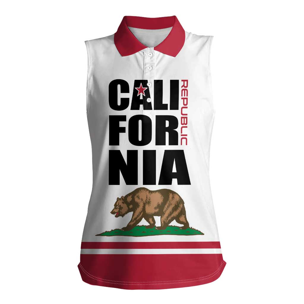 Personalized California Republic Women Sleeveless Polo Shirt Red Star The Bear Flag
