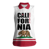 Personalized California Republic Women Sleeveless Polo Shirt Red Star The Bear Flag