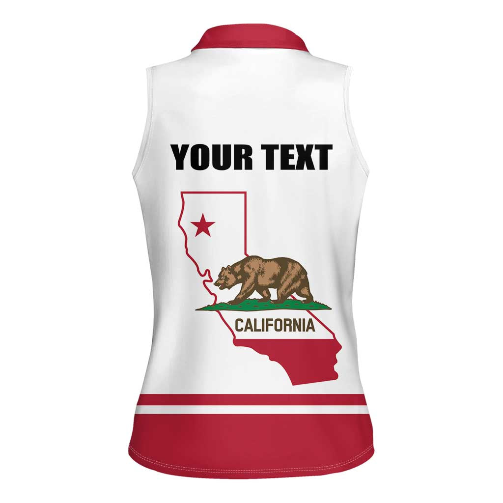 Personalized California Republic Women Sleeveless Polo Shirt Red Star The Bear Flag
