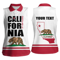 Personalized California Republic Women Sleeveless Polo Shirt Red Star The Bear Flag