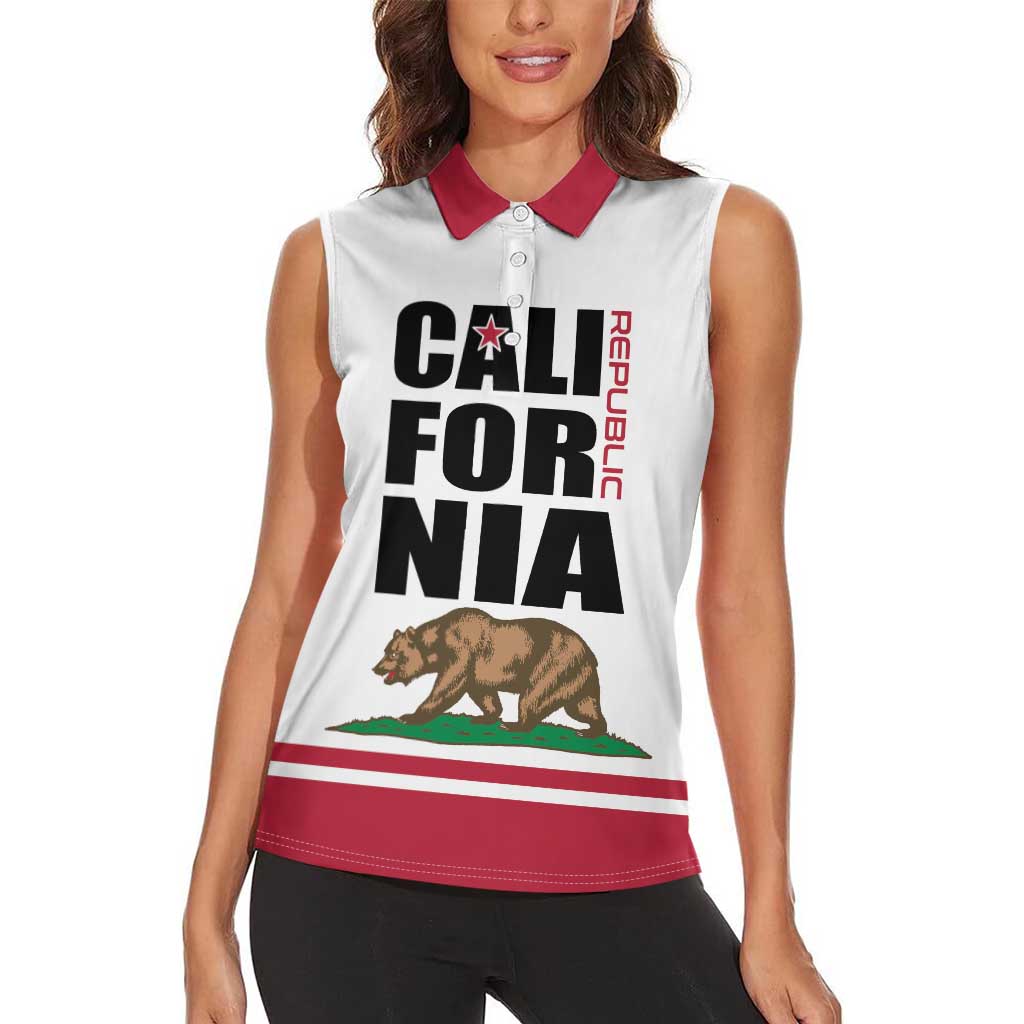 Personalized California Republic Women Sleeveless Polo Shirt Red Star The Bear Flag