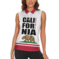 Personalized California Republic Women Sleeveless Polo Shirt Red Star The Bear Flag