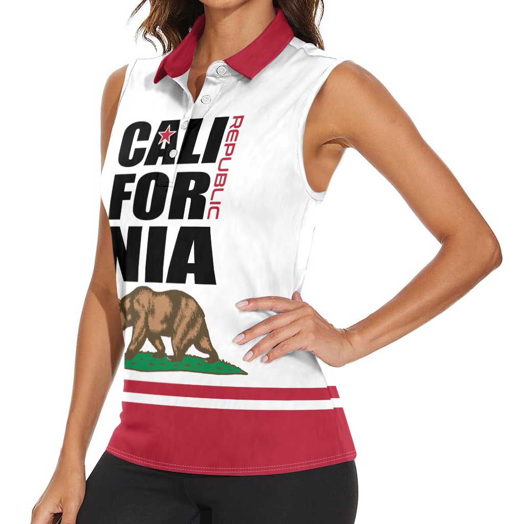 Personalized California Republic Women Sleeveless Polo Shirt Red Star The Bear Flag