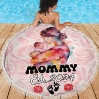Happy Mother Day Beach Blanket Mommy Est 2024 - Wonder Print Shop