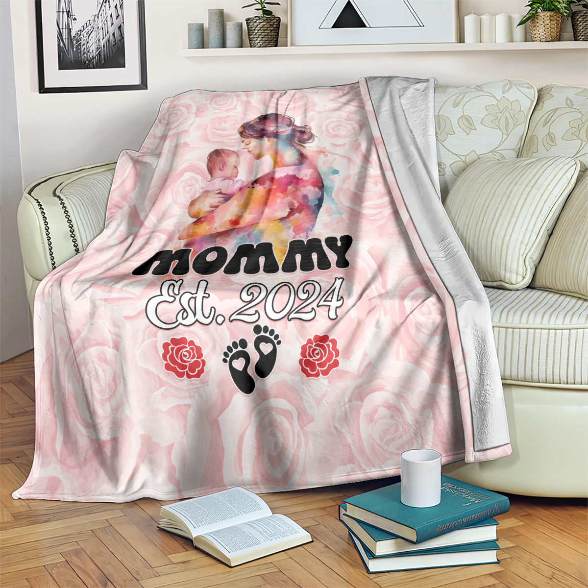 Happy Mother Day Blanket Mommy Est 2024