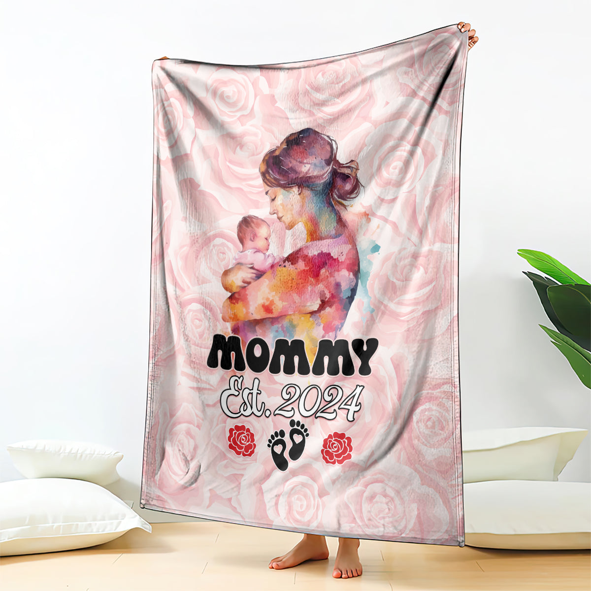 Happy Mother Day Blanket Mommy Est 2024