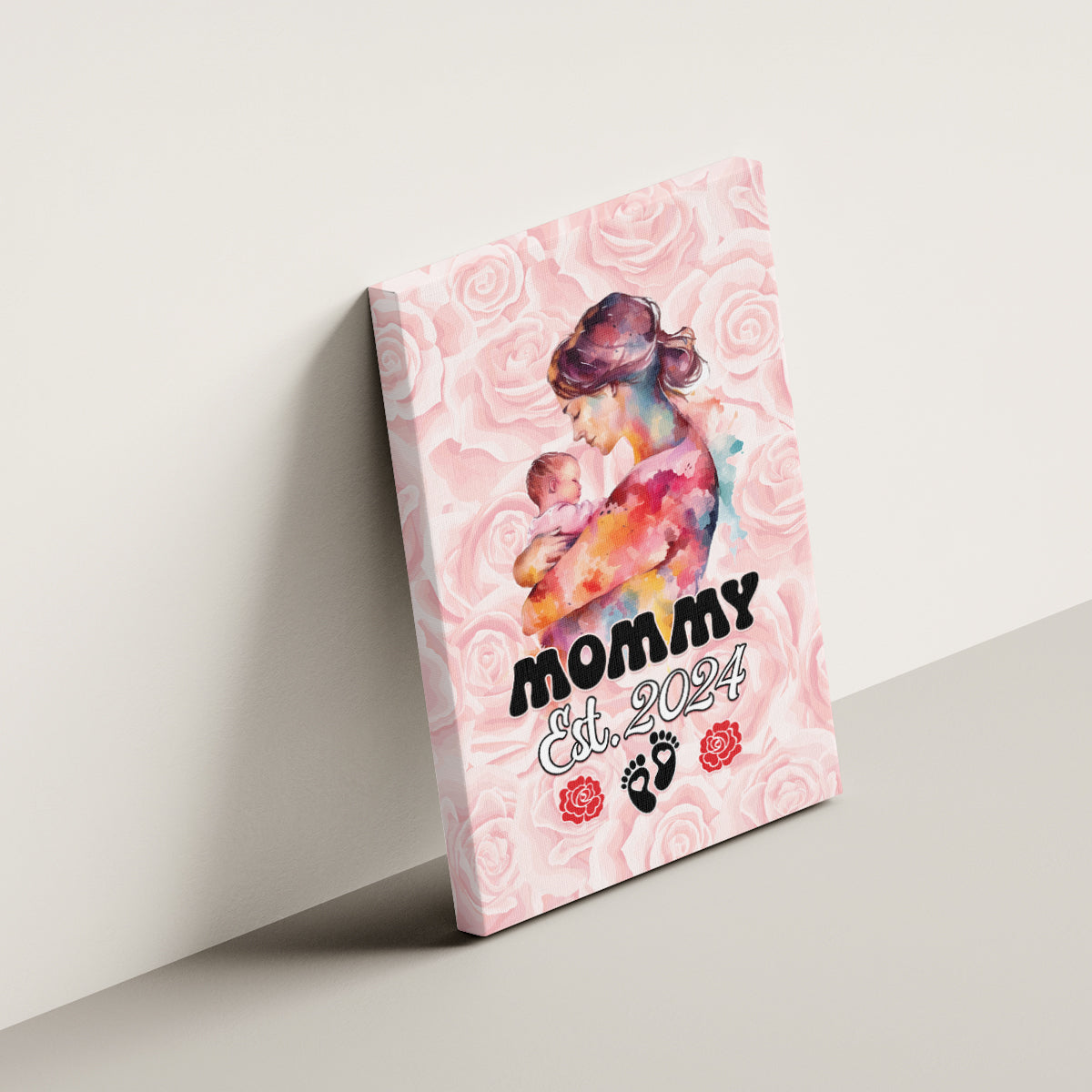 Happy Mother Day Canvas Wall Art Mommy Est 2024 - Wonder Print Shop
