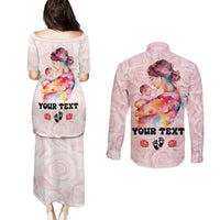 Happy Mother Day Couples Matching Puletasi and Long Sleeve Button Shirt Mommy Est 2024 - Wonder Print Shop