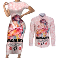 Happy Mother Day Couples Matching Short Sleeve Bodycon Dress and Long Sleeve Button Shirt Mommy Est 2024 - Wonder Print Shop