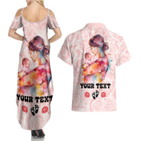 Happy Mother Day Couples Matching Summer Maxi Dress and Hawaiian Shirt Mommy Est 2024 - Wonder Print Shop