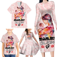 Happy Mother Day Family Matching Long Sleeve Bodycon Dress and Hawaiian Shirt Mommy Est 2024 - Wonder Print Shop