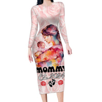 Happy Mother Day Family Matching Long Sleeve Bodycon Dress and Hawaiian Shirt Mommy Est 2024 - Wonder Print Shop