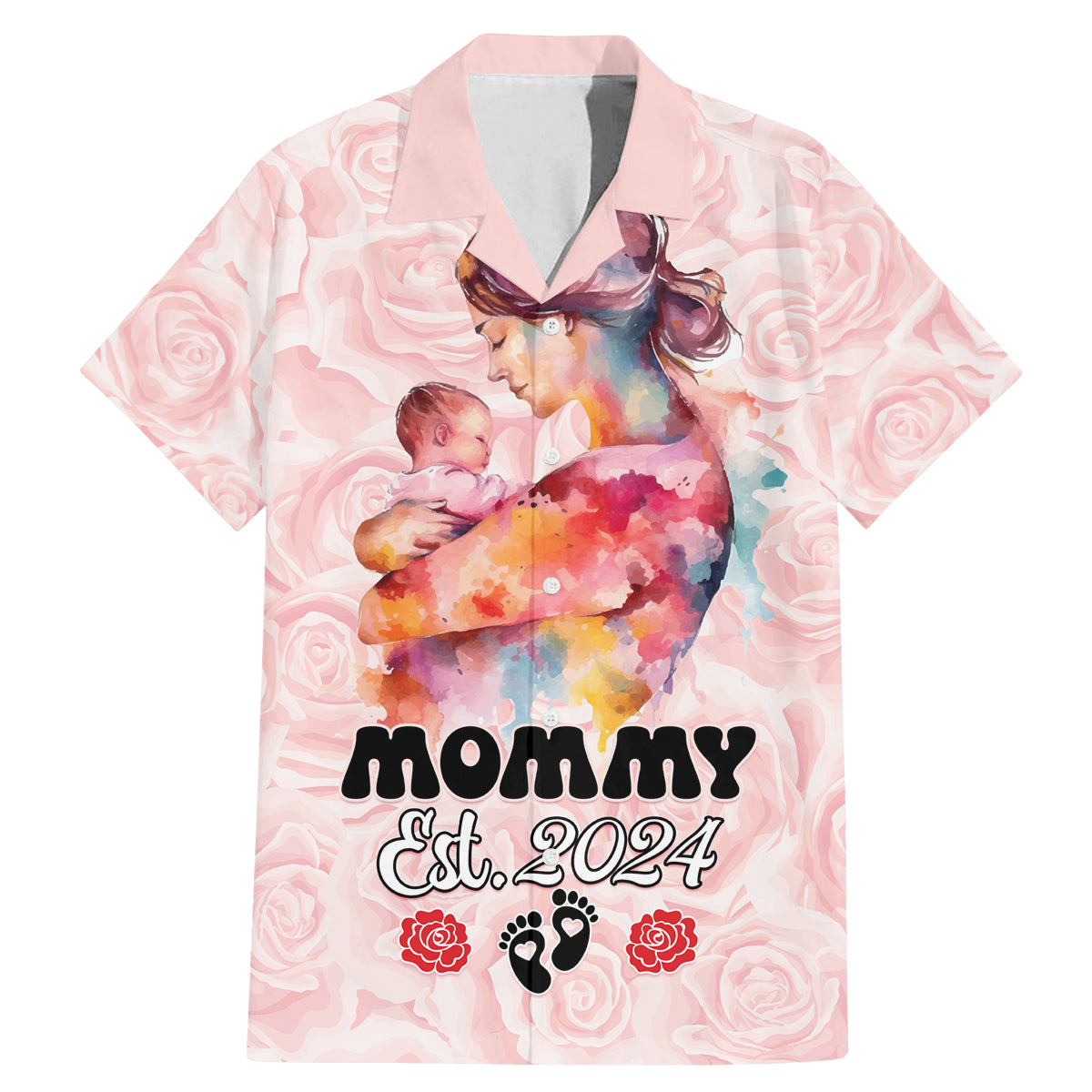 Happy Mother Day Family Matching Mermaid Dress and Hawaiian Shirt Mommy Est 2024 - Wonder Print Shop