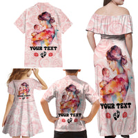 Happy Mother Day Family Matching Off Shoulder Maxi Dress and Hawaiian Shirt Mommy Est 2024 - Wonder Print Shop