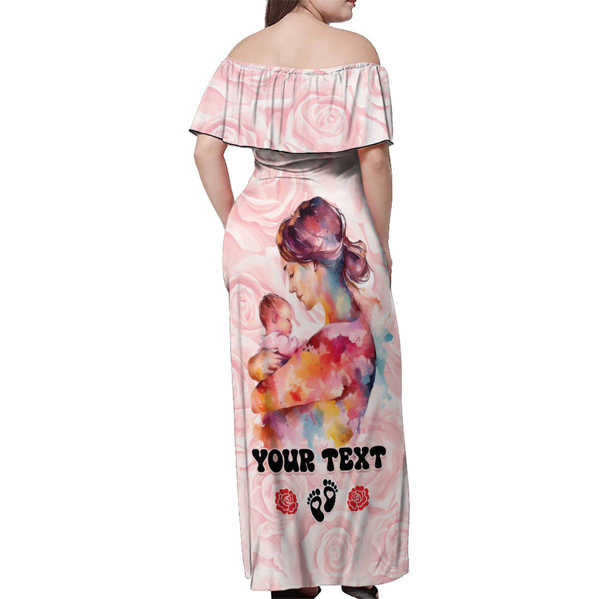 Happy Mother Day Family Matching Off Shoulder Maxi Dress and Hawaiian Shirt Mommy Est 2024 - Wonder Print Shop