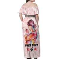 Happy Mother Day Family Matching Off Shoulder Maxi Dress and Hawaiian Shirt Mommy Est 2024 - Wonder Print Shop