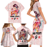 Happy Mother Day Family Matching Short Sleeve Bodycon Dress and Hawaiian Shirt Mommy Est 2024 - Wonder Print Shop