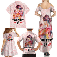 Happy Mother Day Family Matching Summer Maxi Dress and Hawaiian Shirt Mommy Est 2024 - Wonder Print Shop