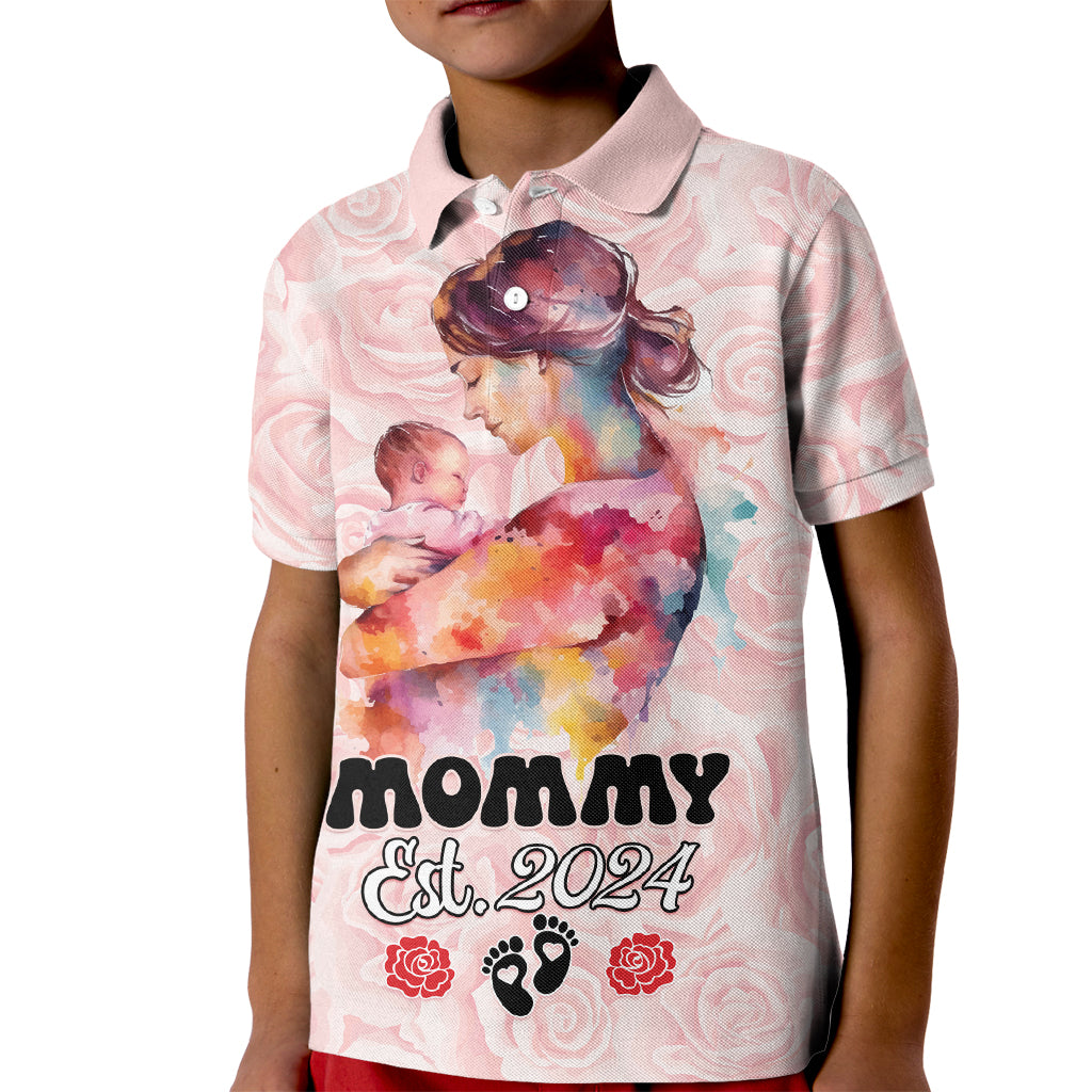 Happy Mother Day Kid Polo Shirt Mommy Est 2024 - Wonder Print Shop