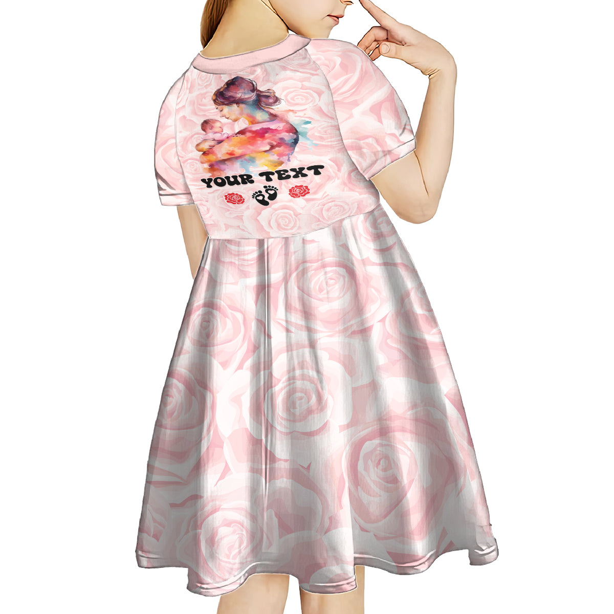 Happy Mother Day Kid Short Sleeve Dress Mommy Est 2024 - Wonder Print Shop