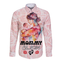 Happy Mother Day Long Sleeve Button Shirt Mommy Est 2024 - Wonder Print Shop