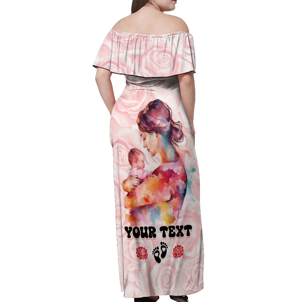 Happy Mother Day Off Shoulder Maxi Dress Mommy Est 2024 - Wonder Print Shop