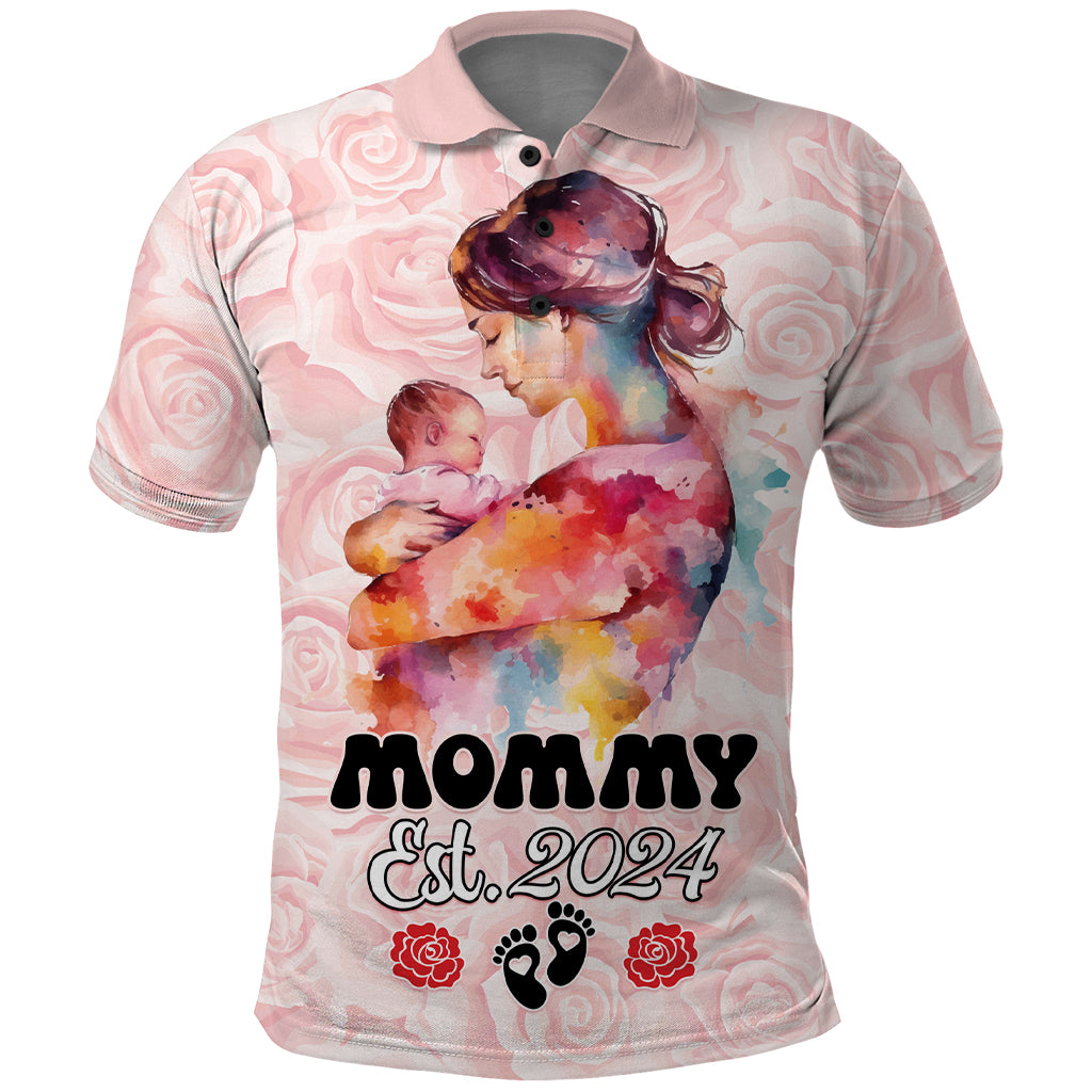 Happy Mother Day Polo Shirt Mommy Est 2024 - Wonder Print Shop