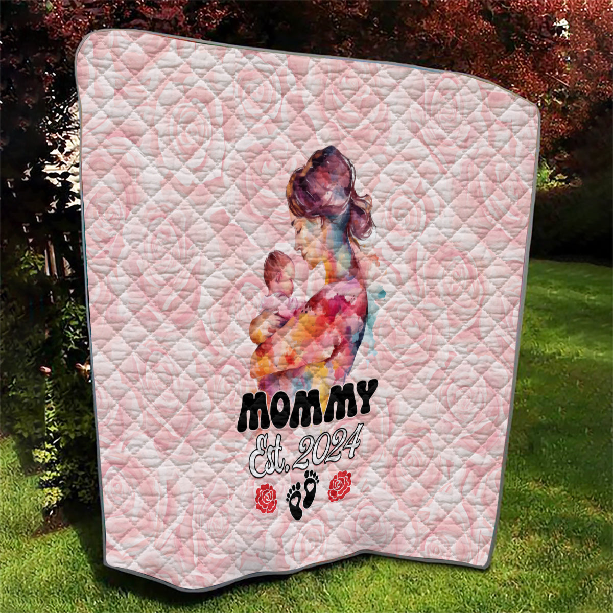 Happy Mother Day Quilt Mommy Est 2024 - Wonder Print Shop