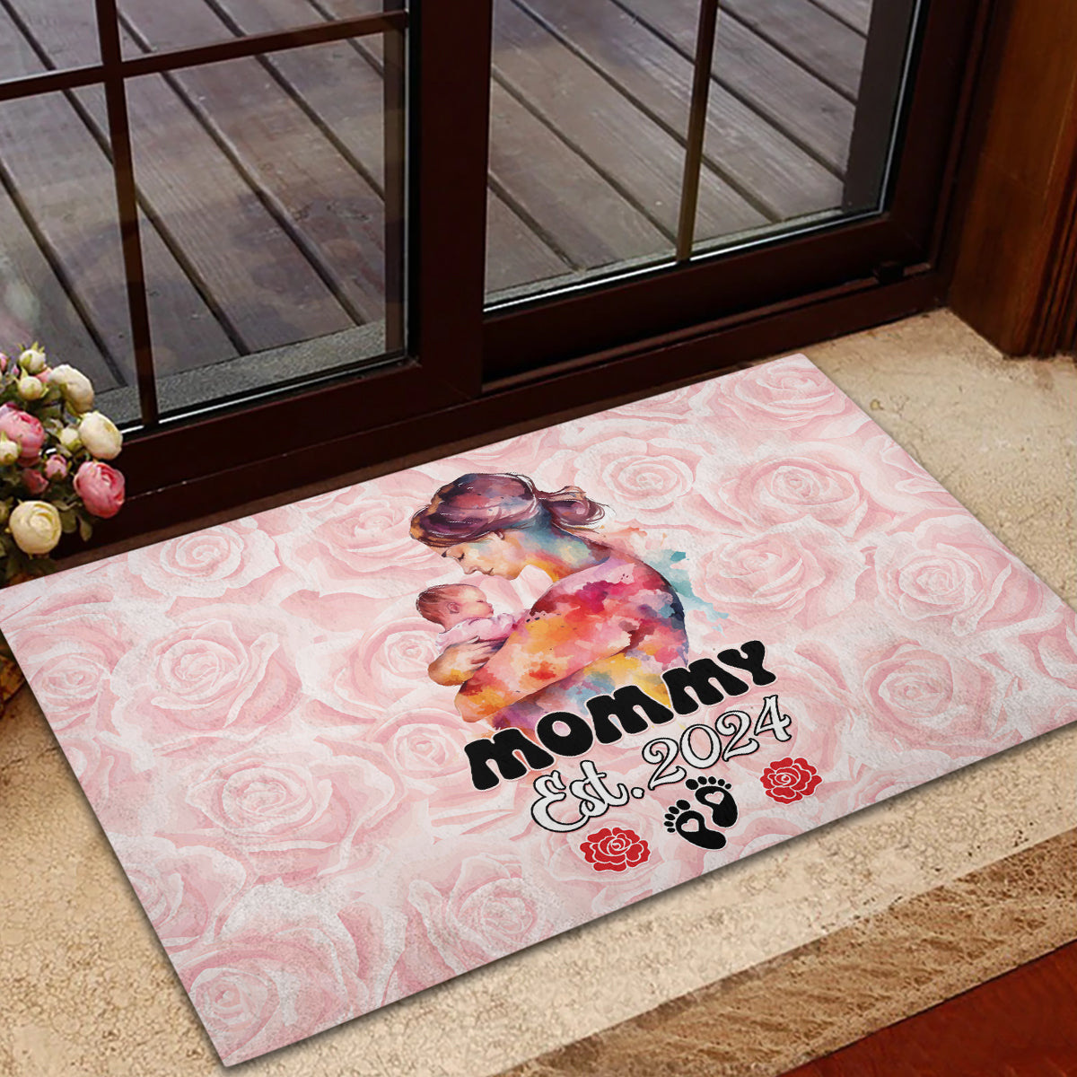 Happy Mother Day Rubber Doormat Mommy Est 2024 - Wonder Print Shop