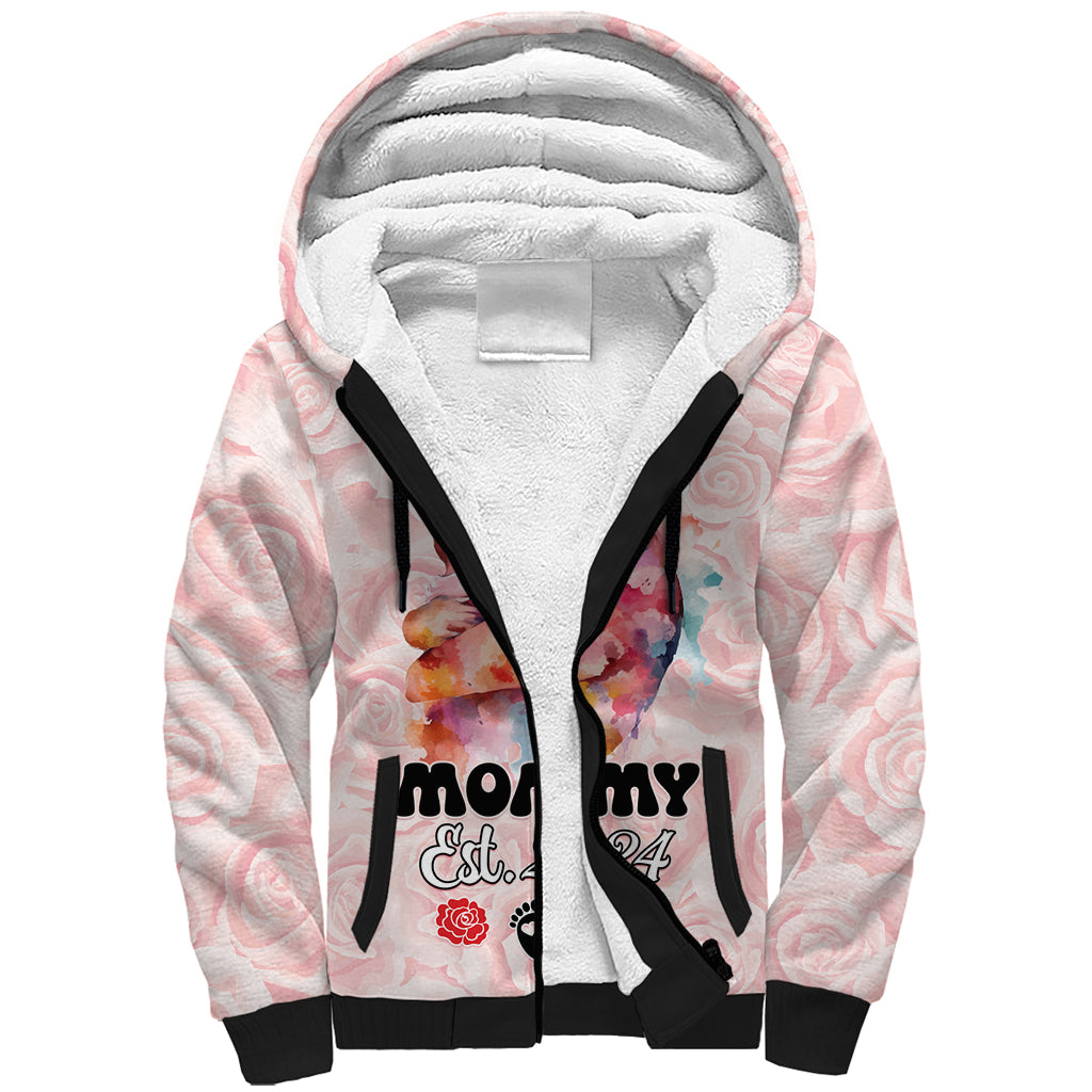 Happy Mother Day Sherpa Hoodie Mommy Est 2024 - Wonder Print Shop