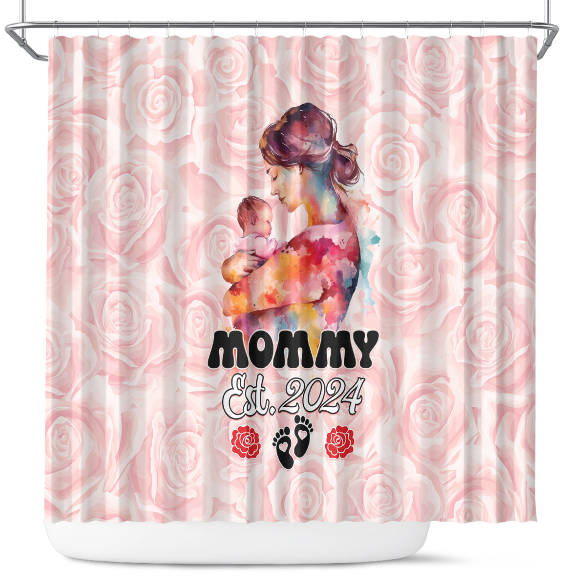 Happy Mother Day Shower Curtain Mommy Est 2024