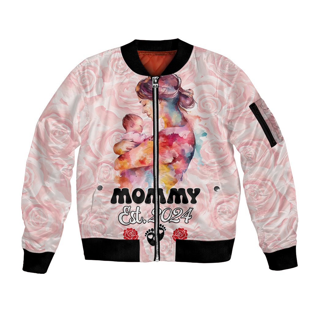 Happy Mother Day Sleeve Zip Bomber Jacket Mommy Est 2024 - Wonder Print Shop