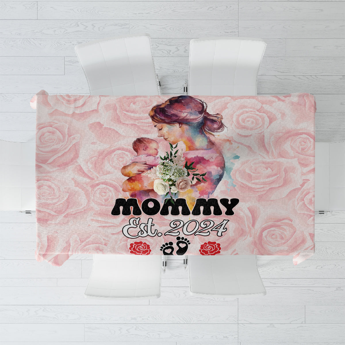 Happy Mother Day Tablecloth Mommy Est 2024 - Wonder Print Shop