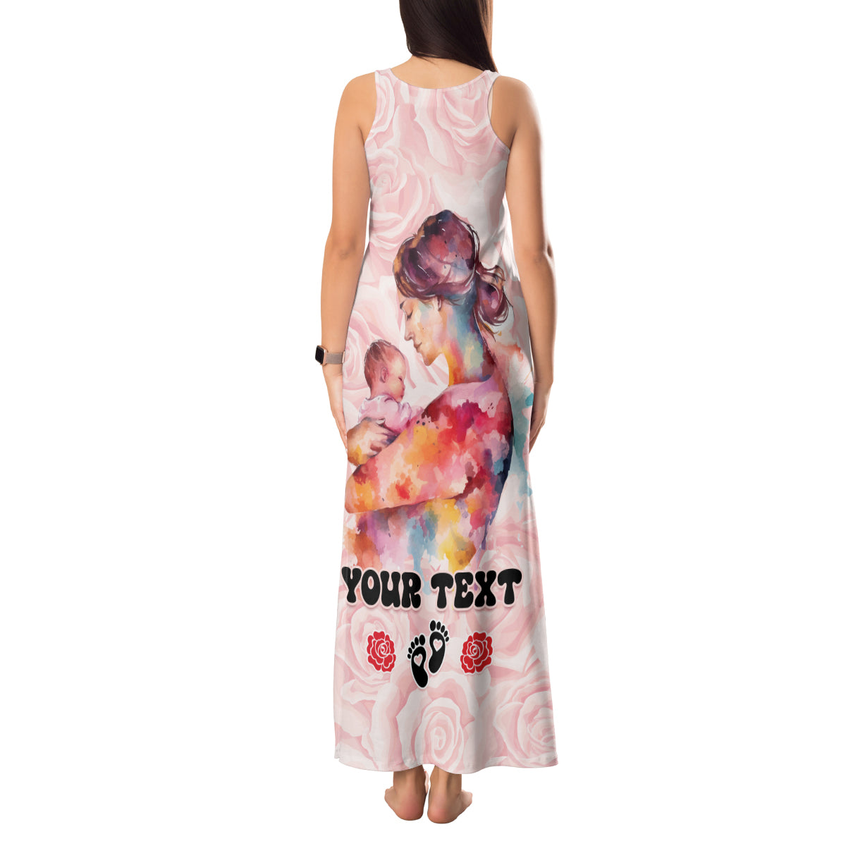 Happy Mother Day Tank Maxi Dress Mommy Est 2024 - Wonder Print Shop