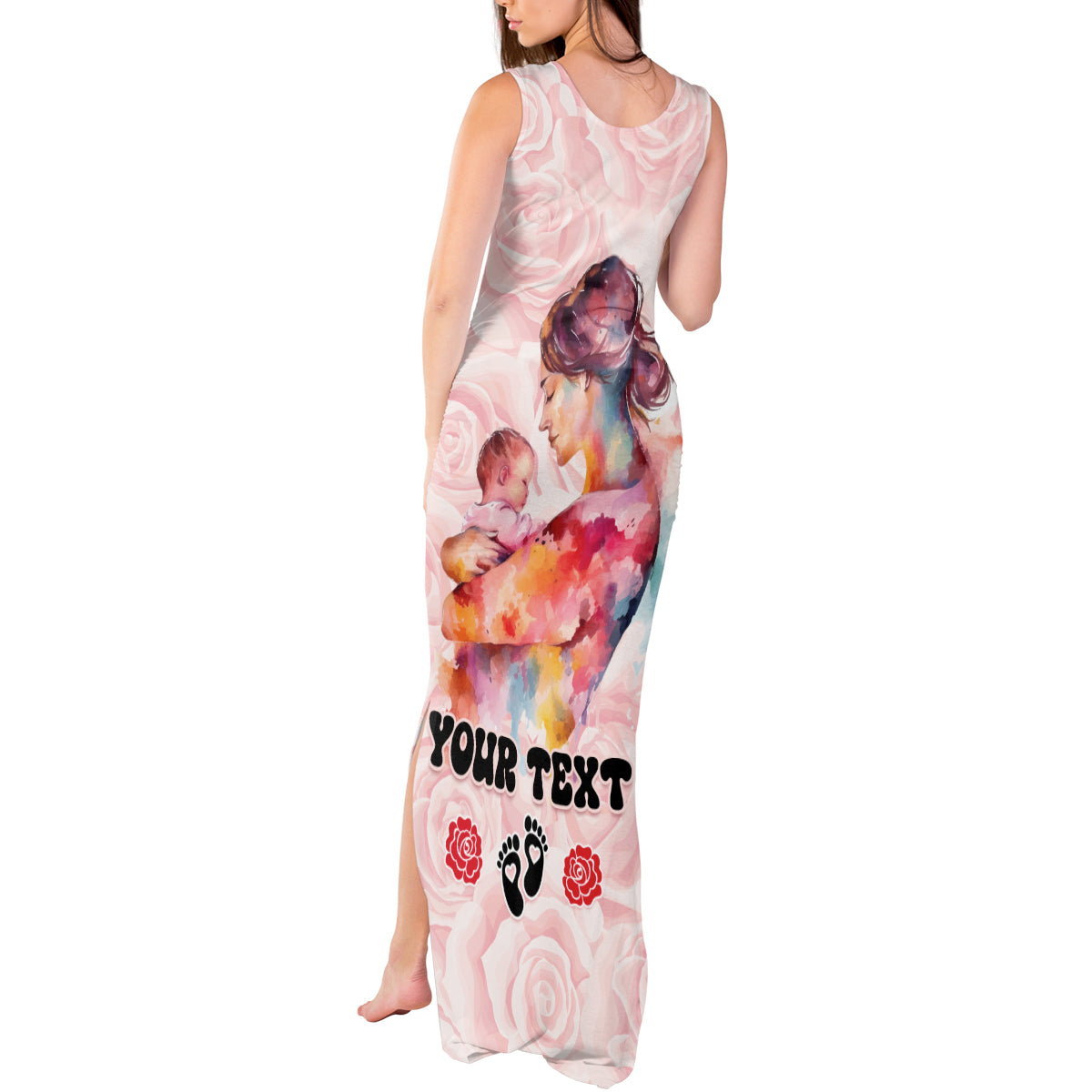 Happy Mother Day Tank Maxi Dress Mommy Est 2024 - Wonder Print Shop