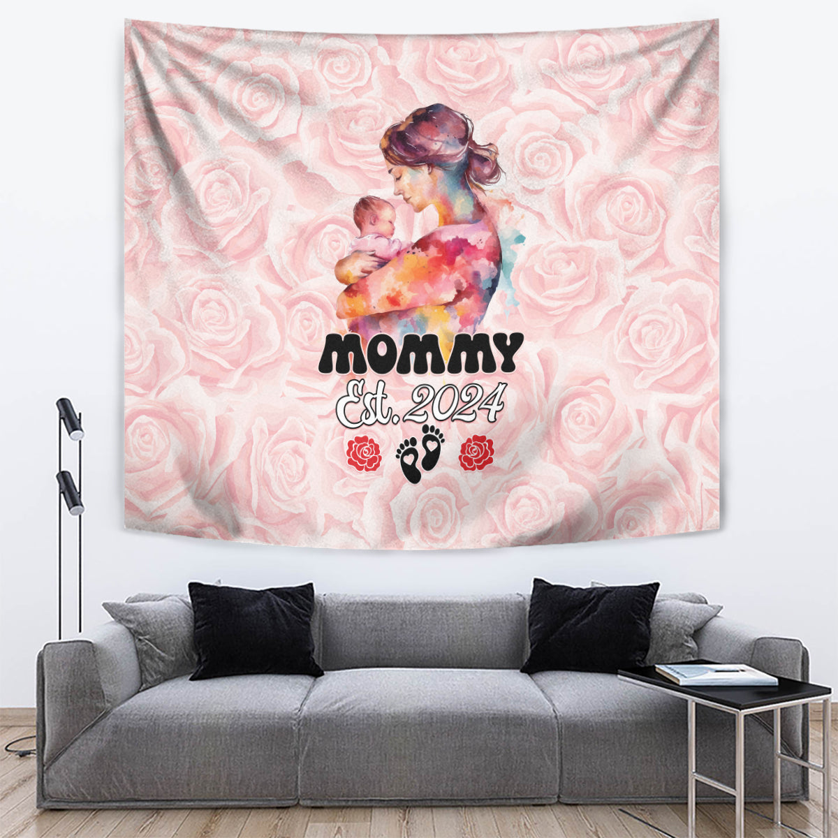 Happy Mother Day Tapestry Mommy Est 2024 - Wonder Print Shop