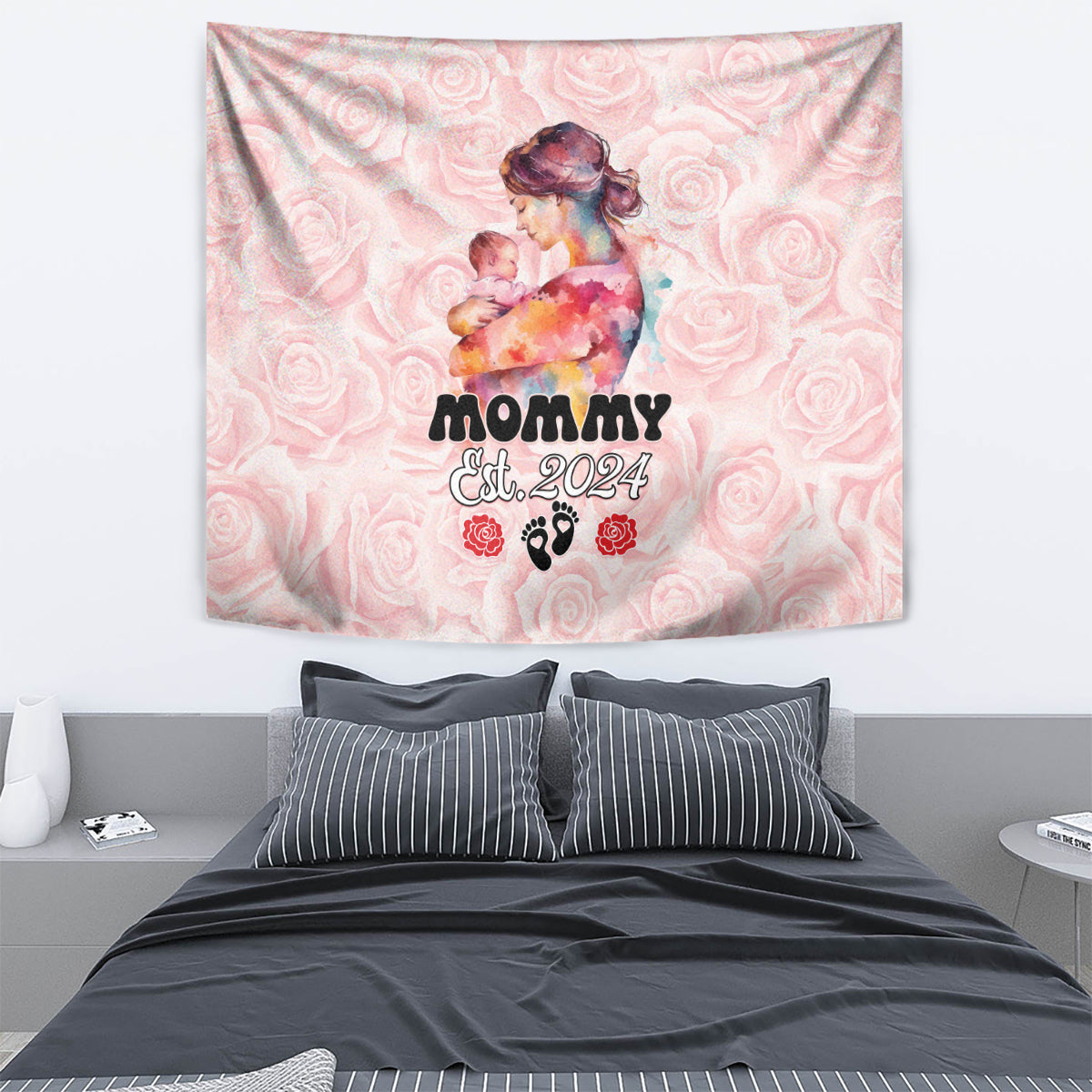 Happy Mother Day Tapestry Mommy Est 2024 - Wonder Print Shop